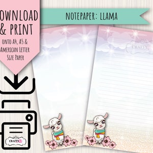 Carta da lettere STAMPABILE, Lama Alpaca, carta da lettere digitale, carta da lettere da scaricare e stampare
