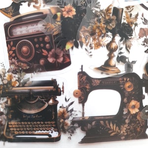 Schöne Vintage Objekte wählerisch geschnittene Aufkleber Flocken - transparente Aufkleber, Collage Aufkleber, Karten-Topper, Junk-Journal Zubehör