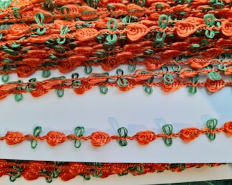 Orange and green braid / trim / ribbon / ribbon by the metre / narrow braid / haberdashery / sewing supplies