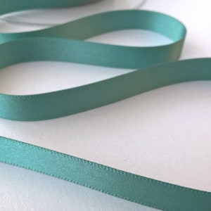 6.5 metres of 10mm Light Teal Double Sided Satin Ribbon, Berisfords, colour 9788