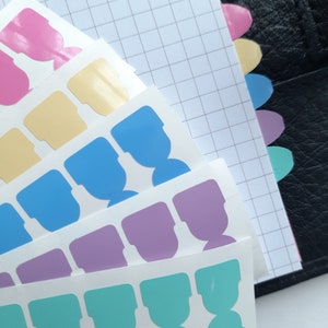 Selbstklebende Planer-Tabs in sanften Pastell-Farben, Mini-Tabs, Form und Breite frei wählbar, Trenner-Tabs, Seitenmarkierer