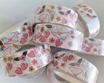 Love Letters Snail Mail Washi Tape, printed masking tape, valentines day washi tape, romantic washi tape, lovers washi tape