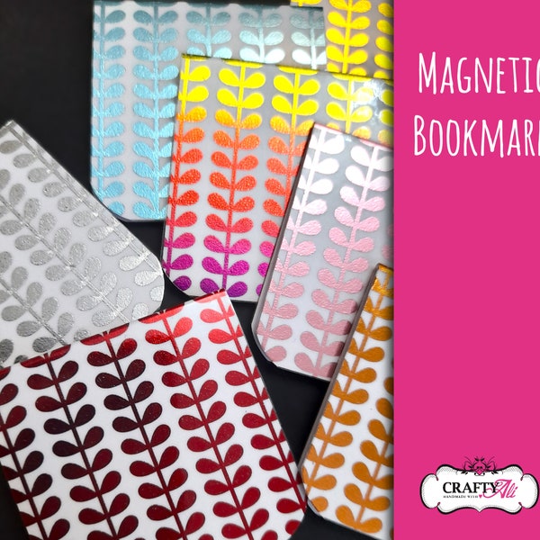 Magnetic page marker geometric vine pattern / magnetic bookmark / magnetic page clip