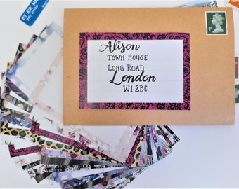 Etiquetas de dirección con una mezcla de diseños, bolsa sorpresa, etiquetas autoadhesivas para paquetes en blanco, decoración de sobres, etiquetas postales