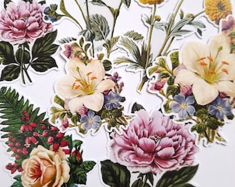 Large vintage flowers ephemera die cuts, junk journal smash book glue book