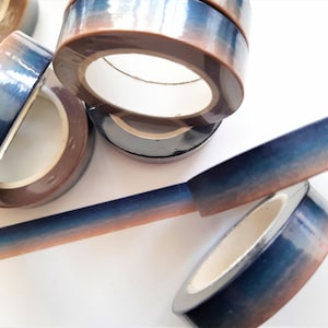 schmales Washi Tape mit Farbverlauf in der Abenddämmerung, dunkelblaues Washi Tape, bedrucktes Klebeband für Journaling