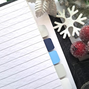 Winter Planner Tabs in cool seasonal colours, self-adhesive tabs, tiny tabs, choose shape and width, divider tabs, page markers