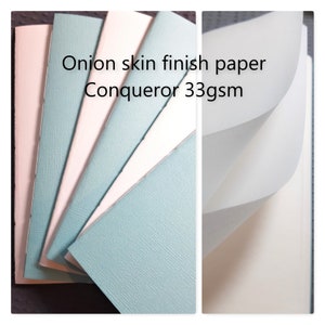 Onion Skin Traveller&#39;s Notebook Refill, Handmade Lightweight Paper booklet