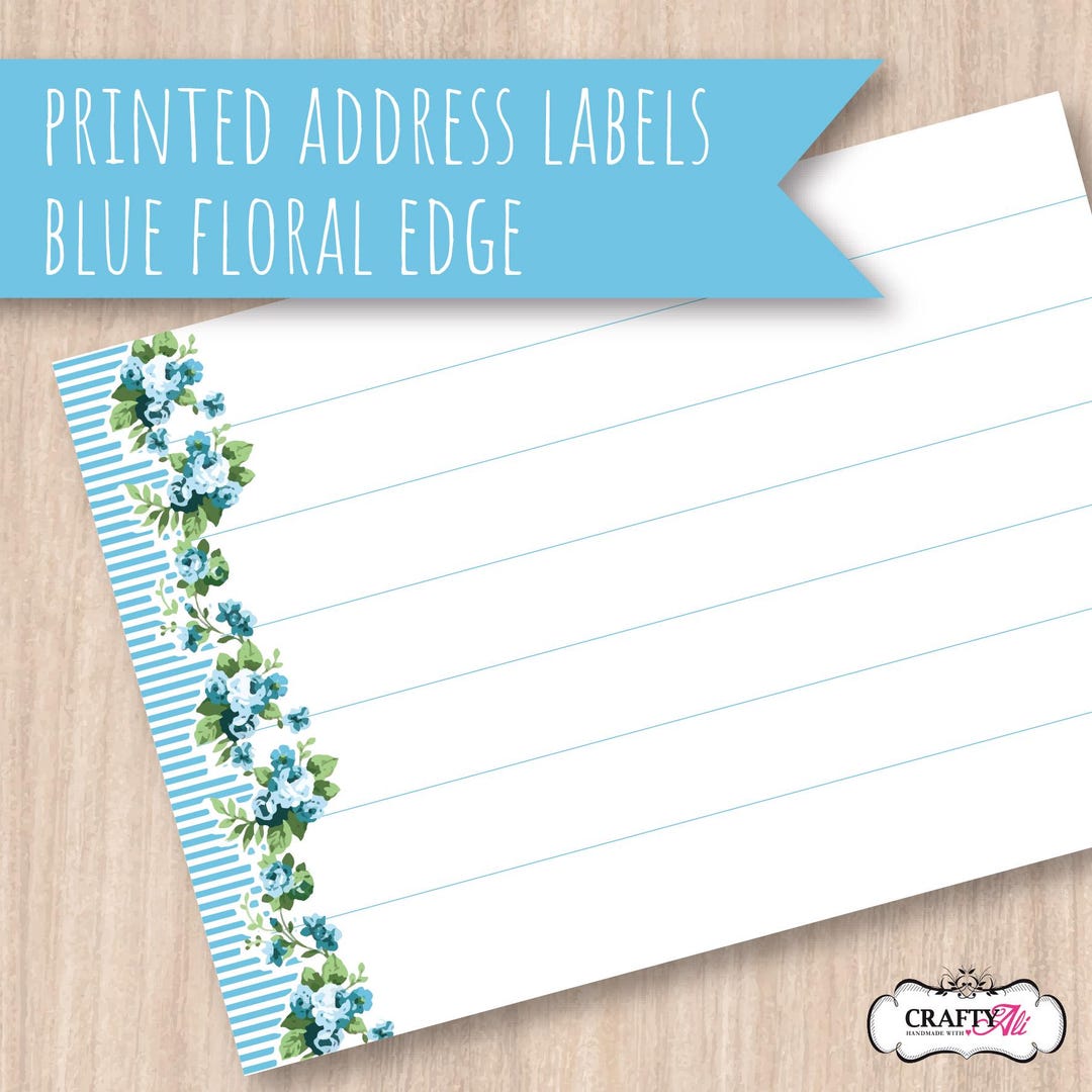 Blue Floral Edge Self Adhesive Address Labels, Blank Parcel Labels ...