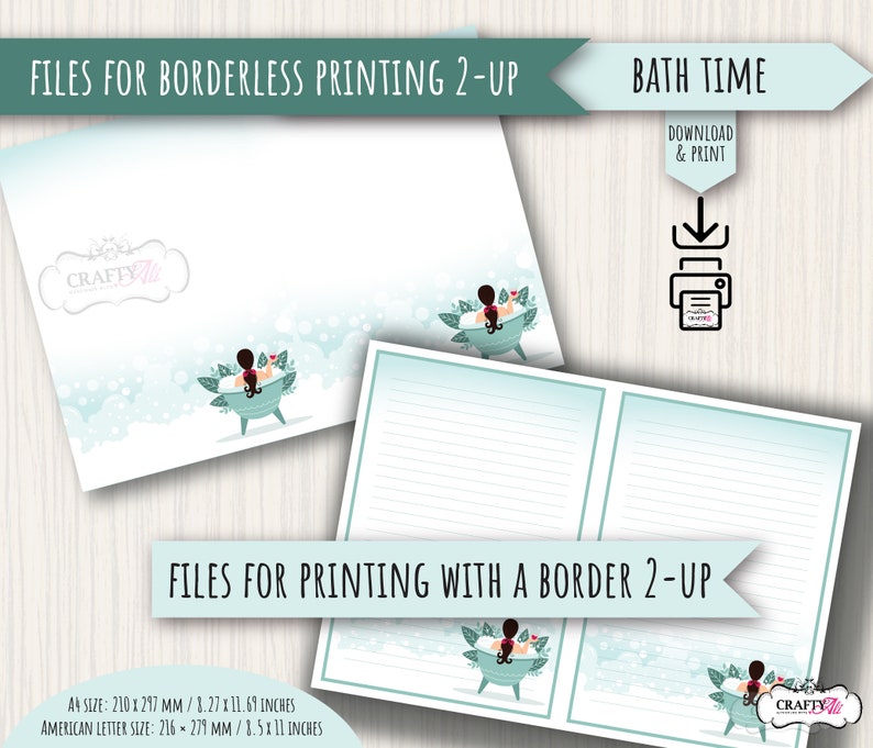 PRINTABLE Letter Writing Notepaper, Bath Time, Digital Letter Writing ...