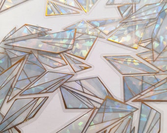 Beautiful angular geometric holographic shard Sticker flakes / transparent stickers / mystical stickers / foiled stickers / shard stickers