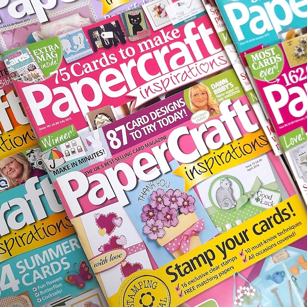 Papercraft Inspirations magazine, back issues from 2004-12, choice of editions, with step-by-step instructions for all kinds of papercrafts