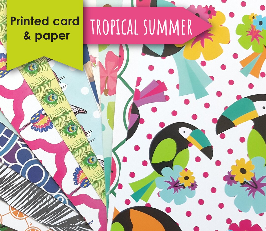 Printed Patterned A4 Card and Paper- Tropical Theme Background Papers ...