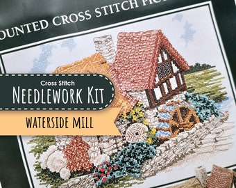 Waterside Mill counted cross stitch picture kit, from the Lilliput Lane collection