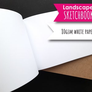 Carnet de croquis paysage A5 avec papier blanc 80 g et couverture en carton kraft, carnet de croquis à couverture souple, carnet de paysage