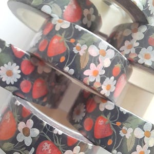 Ruban adhésif Washi Tape Fraises, Fruits, Washi Tape Imprimé, Washi Foncé, Fruits, Washi Fruits D'été, 15 mm x 10 m