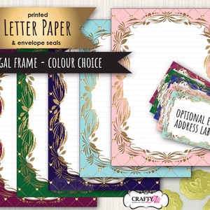 Regal Frame Printed Letter writing paper, notepaper set, A5 Letter Paper, decorative notepaper, posh writing paper