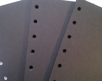 Black punched paper for Filofax style planners, 30 Sheets - planner paper - black paper for planners