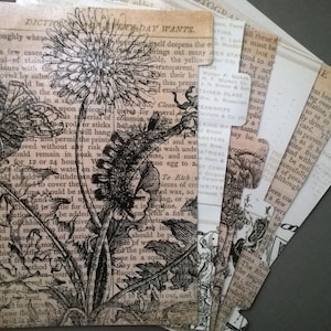 Set of 6 dividers with a vintage newsprint design for Filofaxes and personal organisers / planner tabs