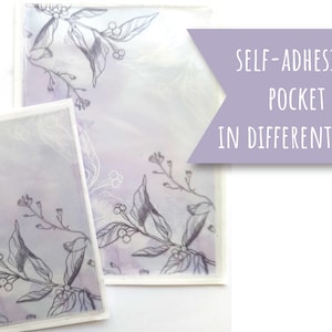 Self-Adhesive Pocket with a floral design for Planners, display pocket, pink stationery, planner stationery