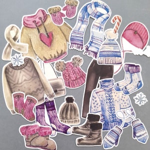 Winter Clothing Ephemera Die Cuts, junk journal smash book supplies, Christmas die cuts, card toppers, fashion die cuts