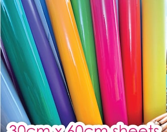 10 x Self-adhesive Vinyl Sheets 60cmx30cm assorted colours, Craft Vinyl Offcuts, Digital Cutting Vinyl, Vinyl Craft Bundle
