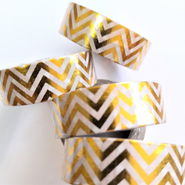 Chevron gold foiled geometric Washi Tape, printed masking tape, gold washi tape, geometric washi tape, zigzag washi tape, foil washi tape