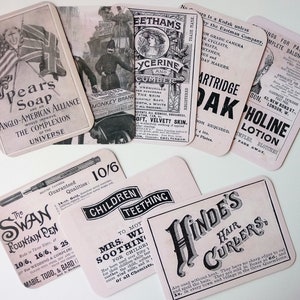 Cartes de journalisation imprimées : 8 avec des publicités vintage et 8 avec des motifs aléatoires, des cartes de correspondance, des cartes de journalisation, des agendas de papeterie