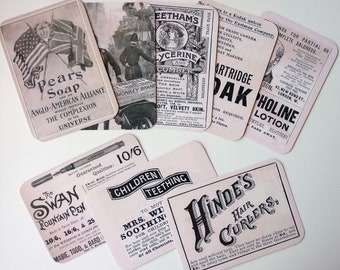 Printed Journalling cards: 8 with Vintage Adverts and 8 with random designs, note cards, journaling cards, planner stationery