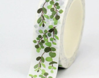 Eucalyptus botanical leaf Washi Tape, printed masking tape, floral washi tape, nature washi tape, green washi tape / eucalyptus washi tape