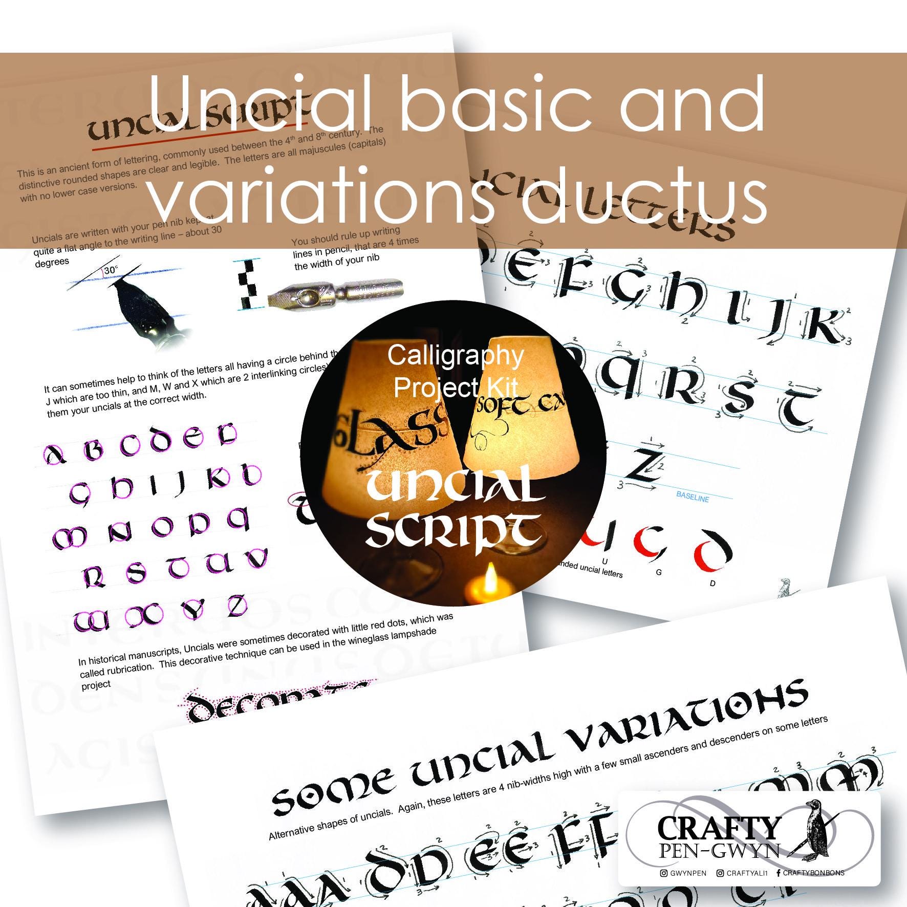 Uncial Script Guide Calligraphy Project Kit, Calligraphy Beginner's Kit, Starter Set, Learn ...