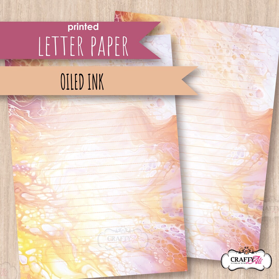 Orange and Yellow Oiled Ink Pattern Printed Letter Writing Paper ...
