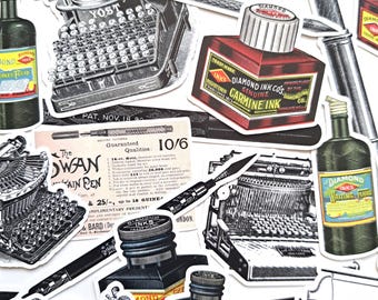 Vintage writing ephemera die cuts embellishments, junk journal supplies, collage / smash book glue book
