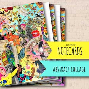 Grußkarten mit abstraktem Collagenmuster / Briefkarten / Briefpapier, handgefertigt, Briefpapier für persönliche Briefe und Briefe