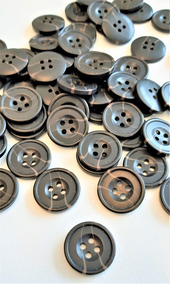 Paquete de 20 botones, botones negros de 20 mm, 4 agujeros