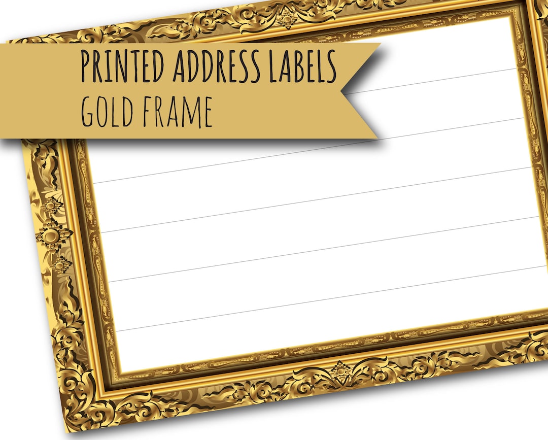 Address Labels With a Gold Picture Frame Design, Self-adhesive Blank ...