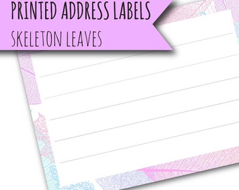 Address labels with a pastel skeleton leaves design, self-adhesive blank parcel labels, envelope decorations, mailing labels, letter writing