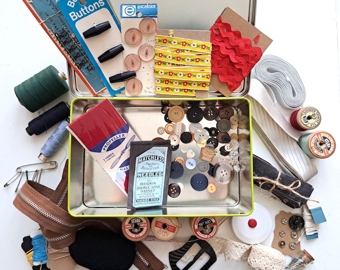 Vintage Sewing Kit With Lovely Haberdashery Items, Neatly Stored in an ...