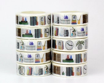 Household Objects washi tape, printed masking tape, clock washi tape, cool washi tape, decorative tape for journaling