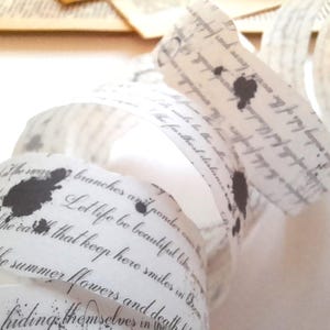 Vintage Writing, staggered edge washi tape - collage stickers, junk journal supplies, vintage stationery, wide washi tape