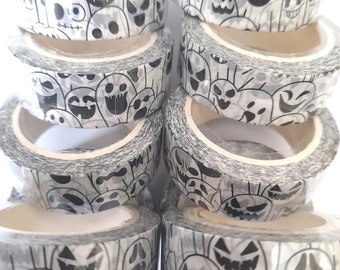 Funny and Scary Ghosts Halloween Washi Tape, printed masking tape, halloween washi tape, monochrome washi tape