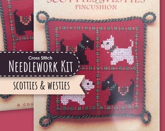 Scotties & Westies Pincushion counted cross stitch kit, from Textile Heritage