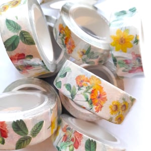 Vintage flowers botanical Washi Tape, printed masking tape, junk journal supplies, floral washi tape, vintage washi tape