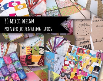 30 Printed Journalling Cards - mixed, small note cards, journaling cards, planner stationery