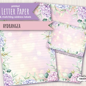 Hydrangea Printed Letter writing paper - notepaper set - floral stationery - floral letter paper / penpal kit / letter writing set