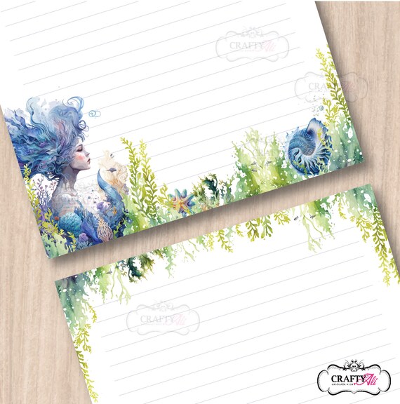 Juego De Papel De Carta Con Sobres Para Niños - Motivos Animales, Gatos, Sirenas, 25 Hojas A4 + 15 Sobres