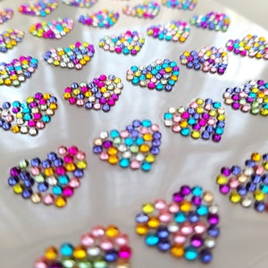 Mehrfarbige Liebe Herz Juwel Strass Aufkleber, Diamante Edelstein Verzierungen, 3D Aufkleber, Juwel Kunst, Glas Aufkleber, Kartendeckel