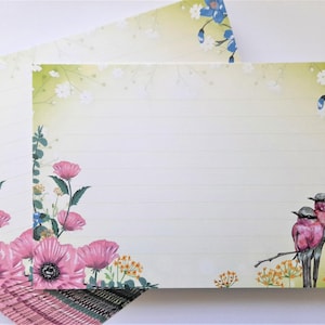 Grußkarten mit Vögel und Mohn Muster, Grußkarten, Postkarten, dekorative Grußkarten