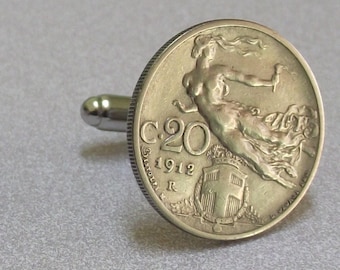 35b - Italian 20 Centesimi &#39;Liberty&#39; Coin Cufflinks