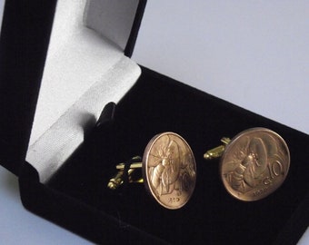 35 - Italian 10 Centesimi Honey Bee Coin Cufflinks